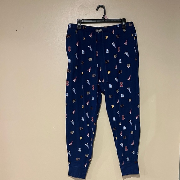 Polo Ralph Lauren Royal Pep Rally Print Cotton Knit Sleep Jogger Pants Mens L - Picture 2 of 10